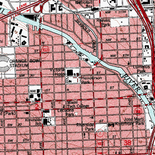 Topographic Map of Henderson Park, FL