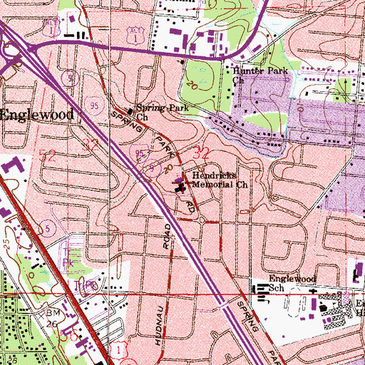 Topographic Map of Hendricks Memorial Church, FL