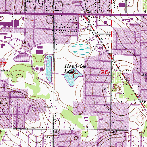 Topographic Map of Hendrics Lake, FL