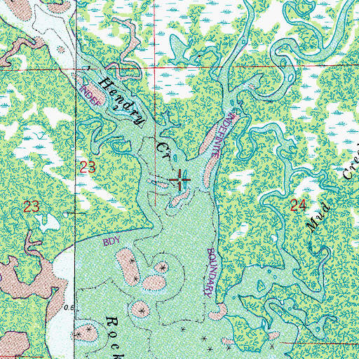 Topographic Map of Hendry Creek, FL