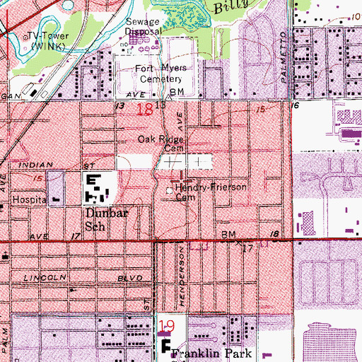 Topographic Map of Hendry Frierson Cemetery, FL