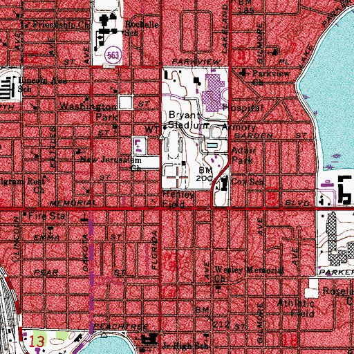 Topographic Map of Henley Field, FL