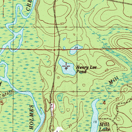 Topographic Map of Henry Lee Pond, FL
