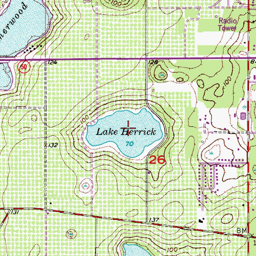 Topographic Map of Lake Herrick, FL