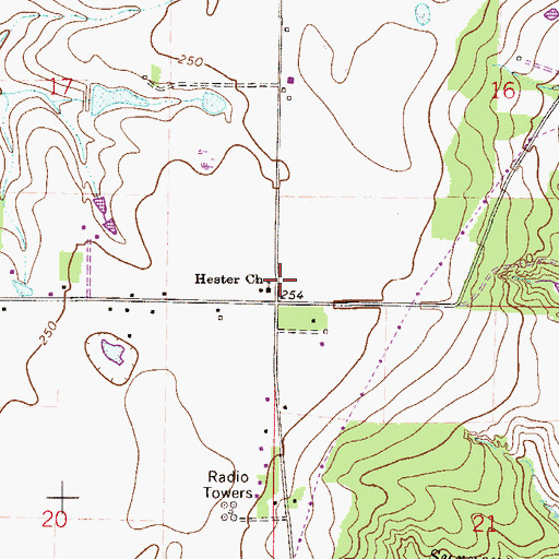 Topographic Map of Hester Church, FL