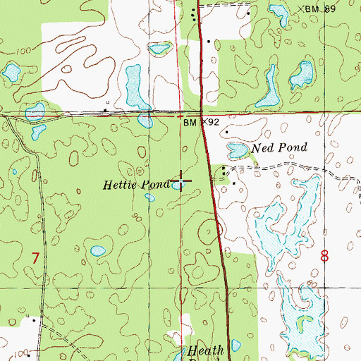 Topographic Map of Hettie Pond, FL