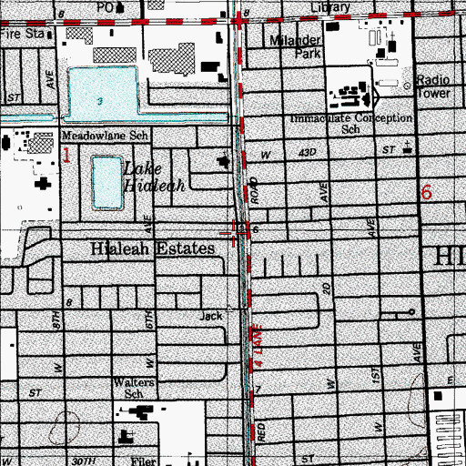 Topographic Map of Hialeah Estates, FL
