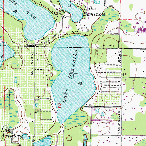 Topographic Map of Lake Hiawatha, FL