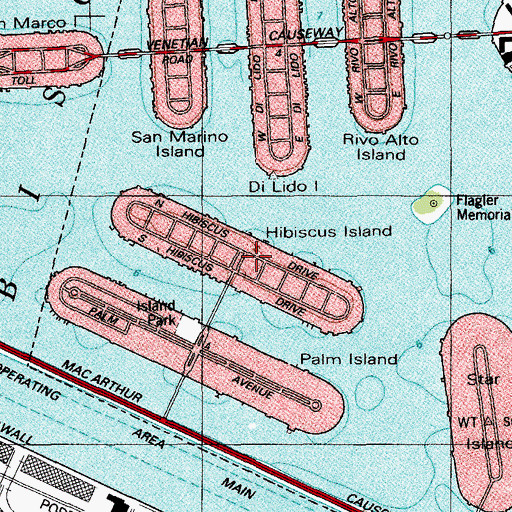 Topographic Map of Hibiscus Island, FL