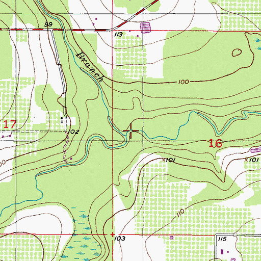 Topographic Map of Hickey Branch, FL