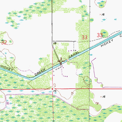 Topographic Map of Hickey Creek Canal, FL