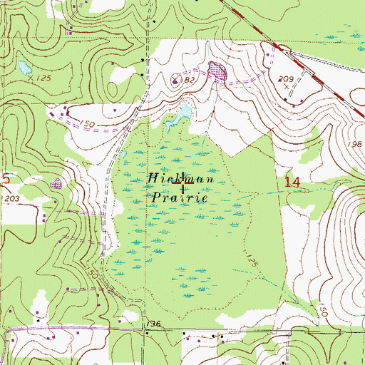Topographic Map of Hickman Prairie, FL