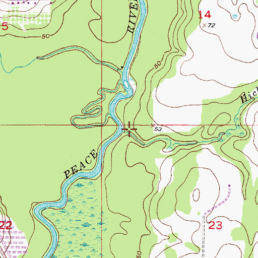 Topographic Map of Hickory Branch, FL