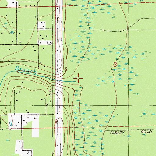 Topographic Map of Hickory Branch, FL