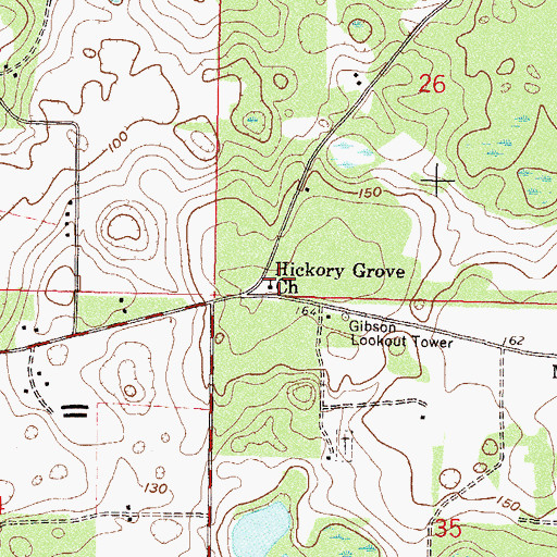 Topographic Map of Hickory Grove Church, FL
