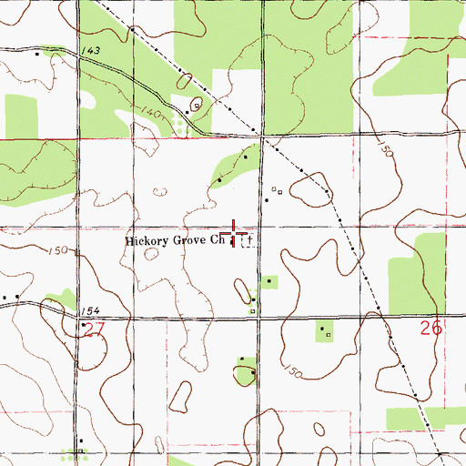 Topographic Map of Hickory Grove Church, FL