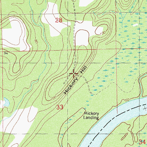 Topographic Map of Hickory Hill, FL