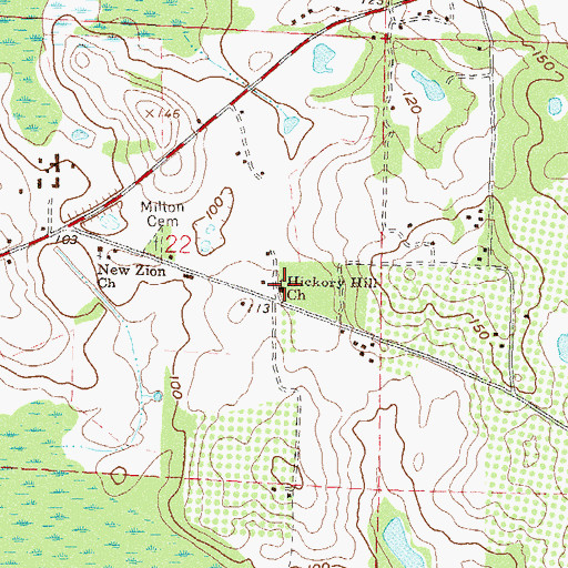 Topographic Map of Hickory Hill Church, FL