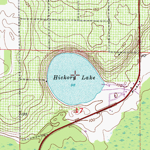 Topographic Map of Hickory Lake, FL