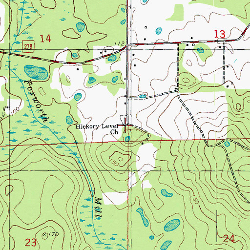 Topographic Map of Hickory Level Church, FL