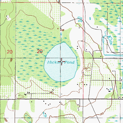 Topographic Map of Hickory Pond, FL