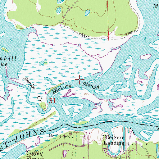 Topographic Map of Hickory Slough, FL