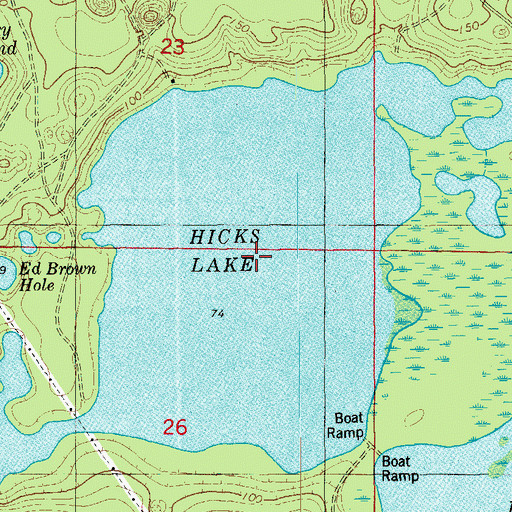 Topographic Map of Hicks Lake, FL