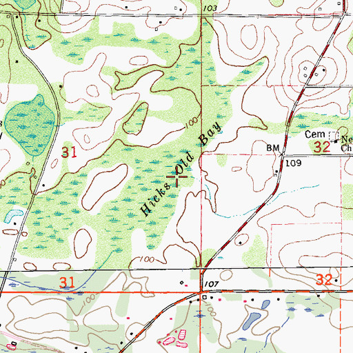 Topographic Map of Hicks Old Bay, FL
