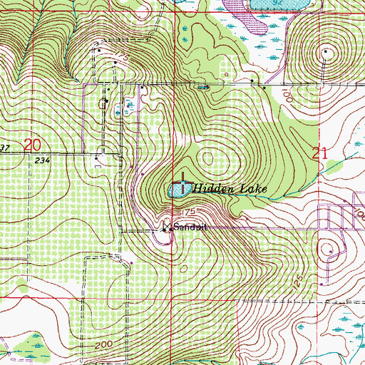 Topographic Map of Hidden Lake, FL
