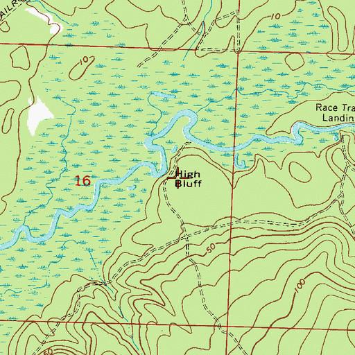 Topographic Map of High Bluff, FL