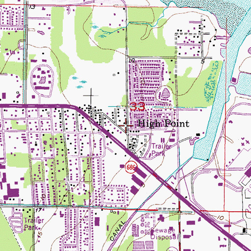 Topographic Map of High Point, FL