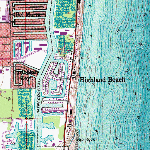 Topographic Map of Highland Beach, FL