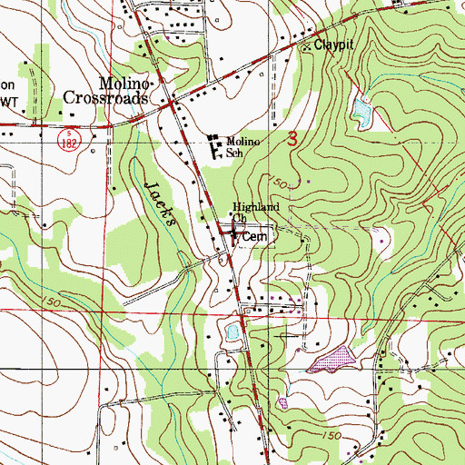 Topographic Map of Highland Church, FL