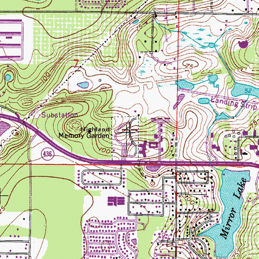 Topographic Map of Highland Memory Gardens, FL