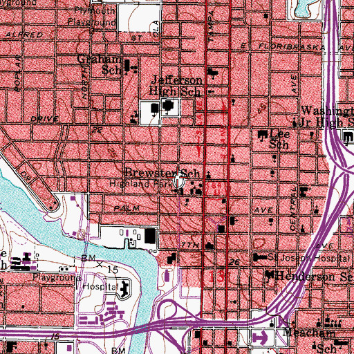 Topographic Map of Highland Park, FL