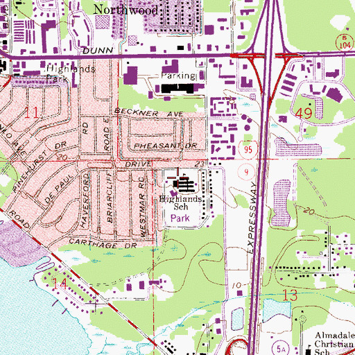 Topographic Map of Highlands Elementary School, FL