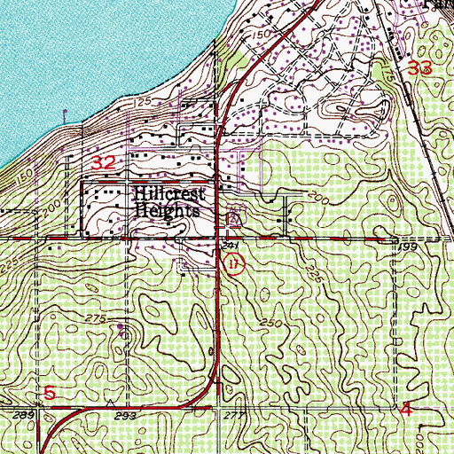 Topographic Map of Hillcrest Heights, FL