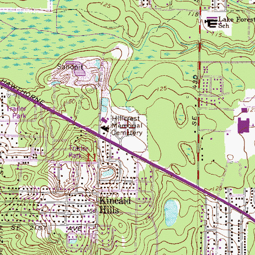 Topographic Map of Forest Meadows Cemetery - East, FL