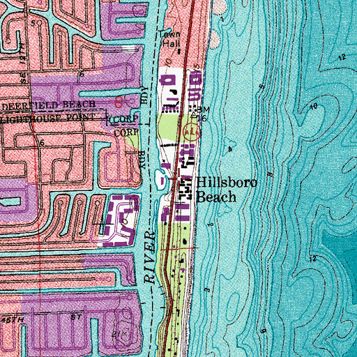 Topographic Map of Hillsboro Beach, FL