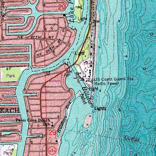 Topographic Map of Hillsboro Inlet, FL
