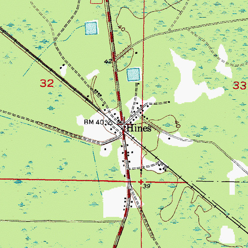 Topographic Map of Hines, FL