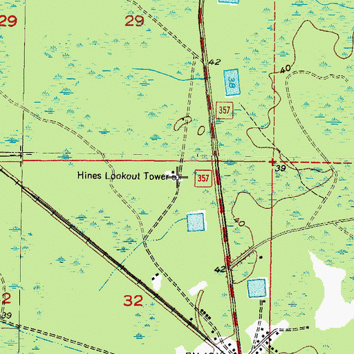 Topographic Map of Hines Lookout Tower, FL