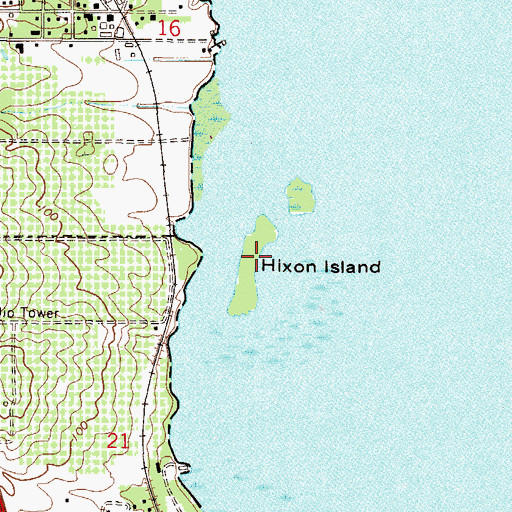 Topographic Map of Hixon Island, FL