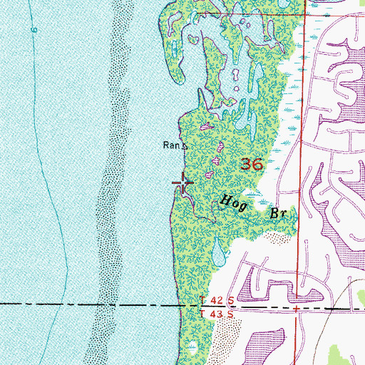 Topographic Map of Hog Branch, FL