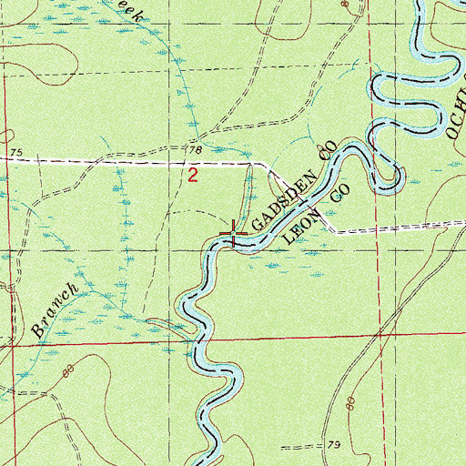 Topographic Map of Hog Creek, FL