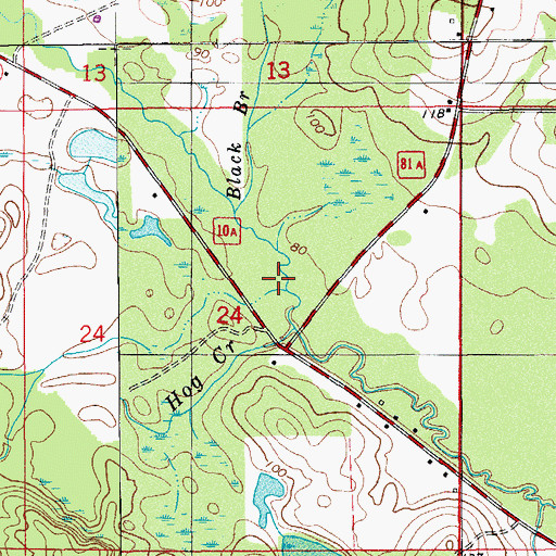 Topographic Map of Hog Creek, FL