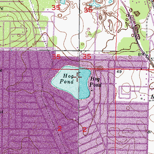 Topographic Map of Hog Pond, FL