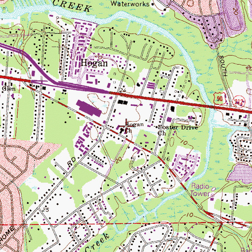 Topographic Map of Hogan Church, FL