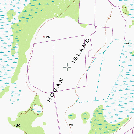 Topographic Map of Hogan Island, FL