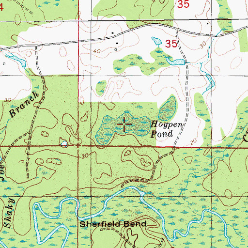 Topographic Map of Hogpen Pond, FL